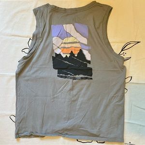 Patagonia Gray Tank Top with Mountain Graphic
